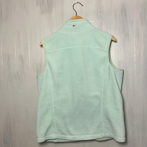 Vineyard Vines Fleece Vest Womens Medium Light Sea Green Full Zip - Picture 4 of 6